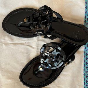 Tory Burch Miller Sandal - Black Patent Leather - Size 7
